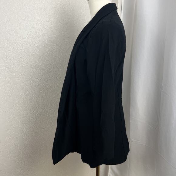 Eileen Fisher Cardigan Womens Small Black Open Front Stretch Capsule Preppy - Picture 4 of 12